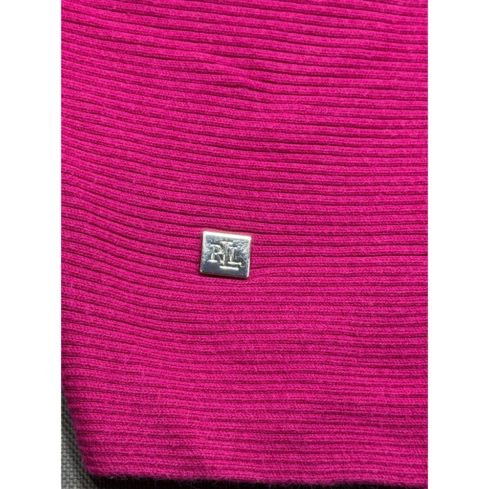Lauren Ralph Lauren Hot Pink Ribbed Knit Dolman Sweater Boatneck Women's Medium - Picture 8 of 12
